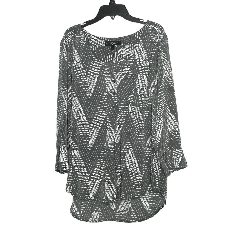 FD Fred David Black and Gray Tribal Chevron Popover Size Medium